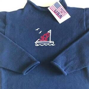 NEW A SOFT IDEA kid's jersey rollneck sweater in navy